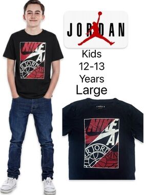 Jordan Kids' Cotton Graphic Nike Tee - Bold & Comfy - Large (12-13 years)
